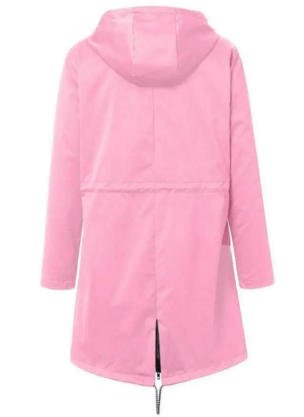 Women Fashion Hooded Drawstring Long Jacket