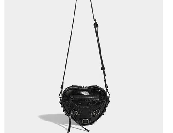 Women Buckled Heart Fashion Faux Leather Handbag Purse