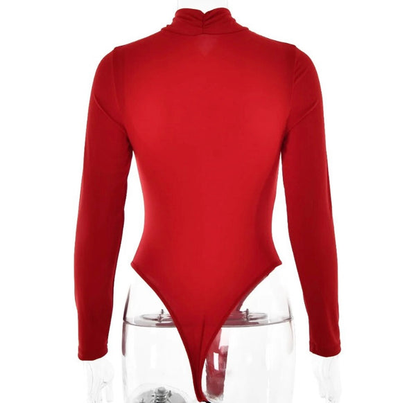 Women Solid Color Fashion Full Sleeve Bodysuit Top