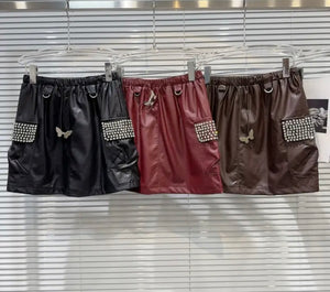 Women Sexy Fashion Bling Faux Leather Skirt