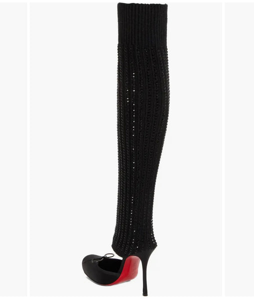 Women Fashion Rhinestone High Heel Knee Length Boots
