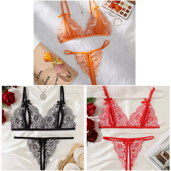 Women Sexy Color Lace G-String Lingerie