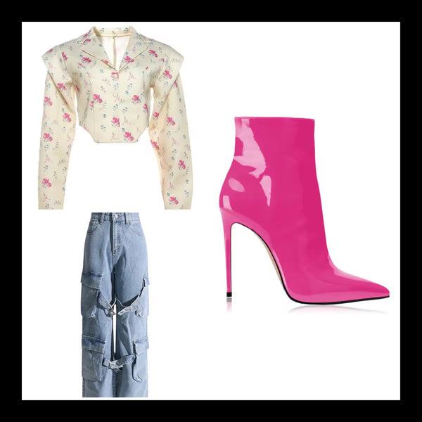 Women Fashion Buckled Cargo Denim Pants