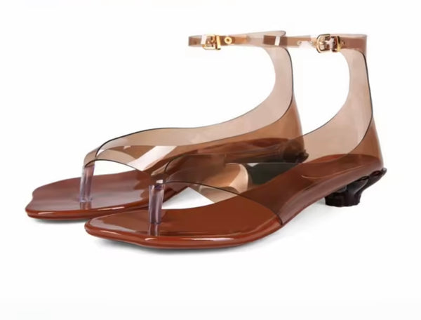 Women Fashion Color Transparent Jelly Sandals