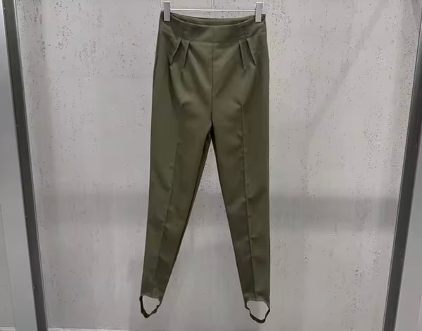 Women Fashion High Waisted Pocket Straight-Leg Pants