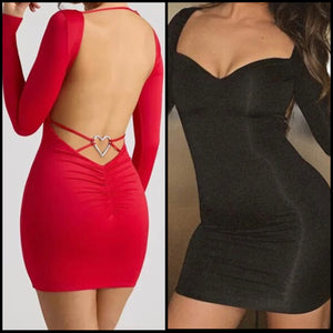 Women Sexy Full Sleeve Heart Open Back Dress