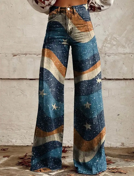 Women Printed Fashion Wide Leg Pants