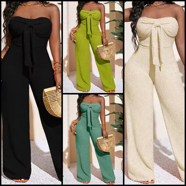Women Tie Up Strapless Fashion Jumpsuit