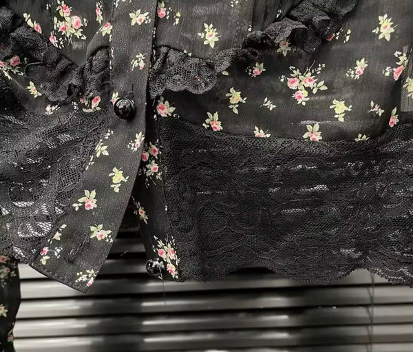 Women Ruffled Floral Full Sleeve Three Piece Maxi Skirt Set