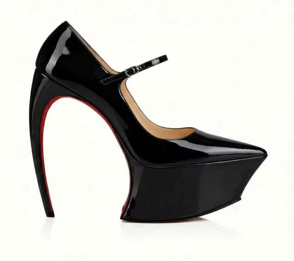 Women Pointed Toe Platform Ankle Strap Fashion High Heels