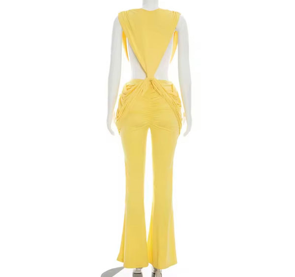 Women Draped Sleeveless Hollow Out Jumpsuit
