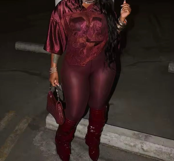 Women Fashion Number Lace Short Sleeve Jersey Top