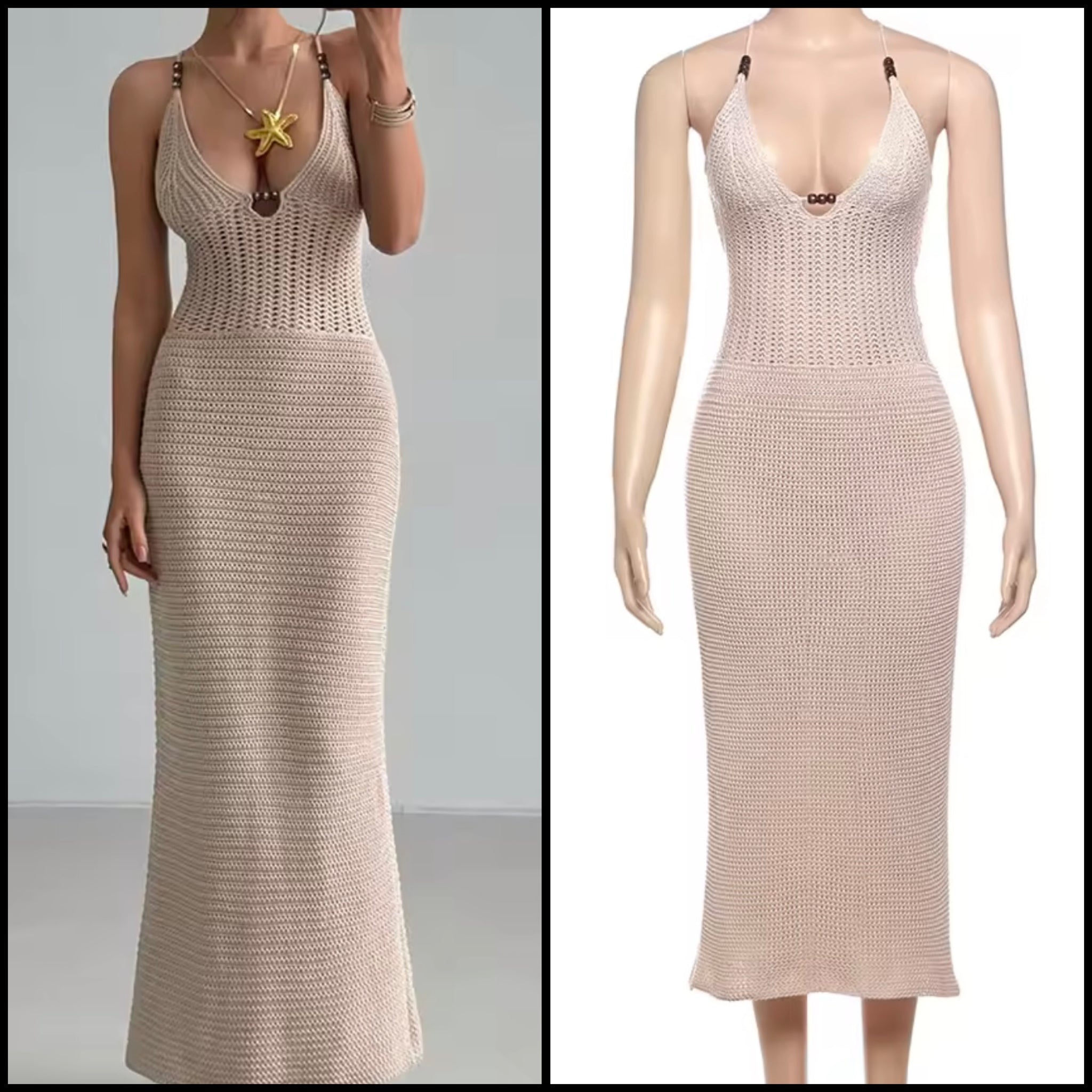 Women Sexy Sleeveless Knitted Maxi Dress