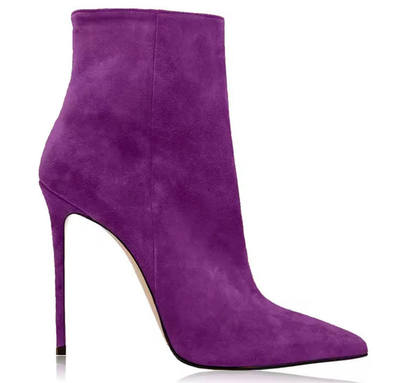 Women Color Fashion Suede High Heel Ankle Boots