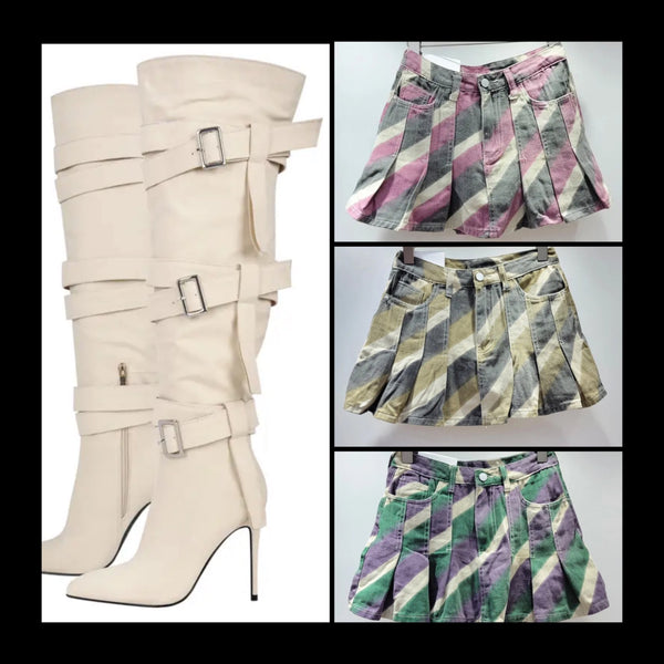 Women Buckled High Heel Fashion Knee High Boots