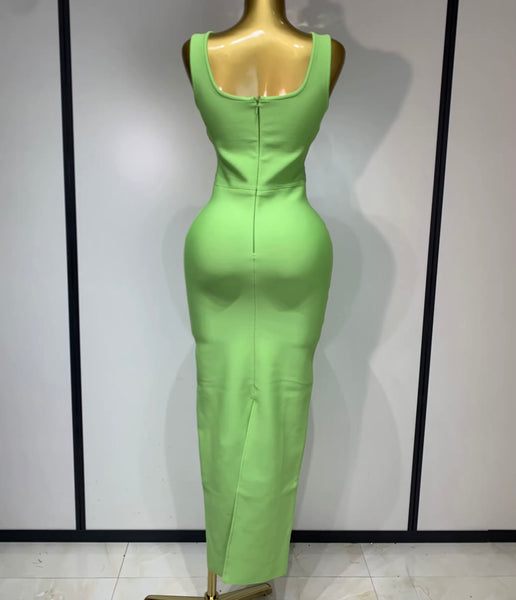 Women Color Bling Rhinestone Sleeveless Sexy Maxi Dress