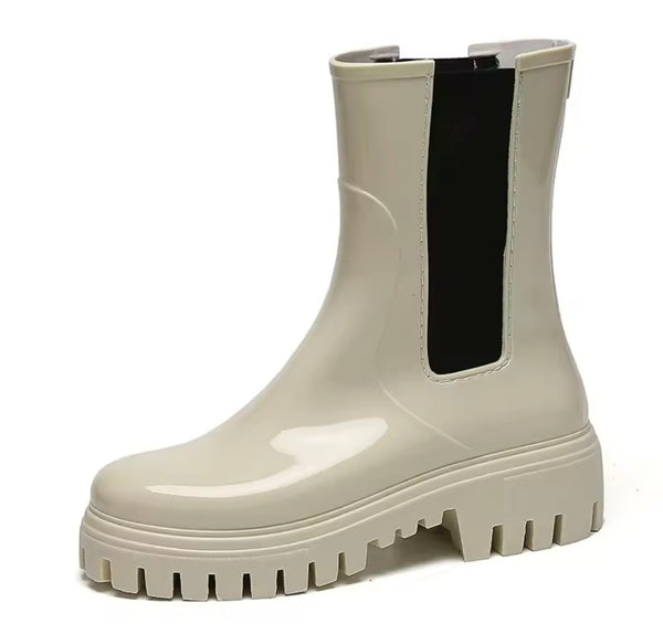 Women Fashion Color Rain Ankle Boots
