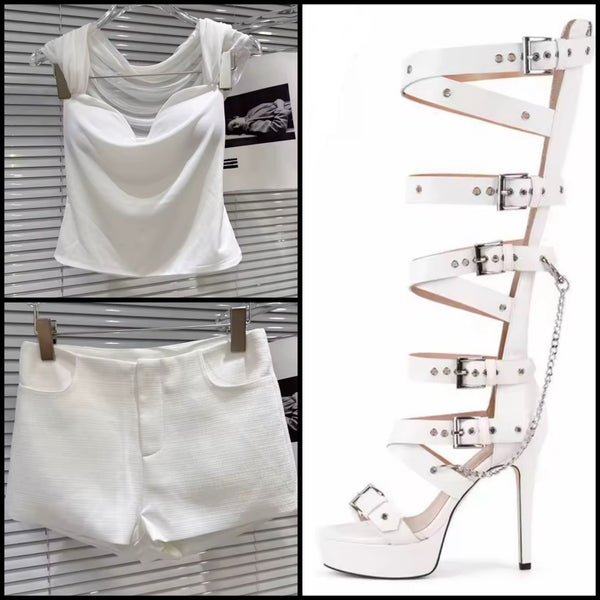 Women Fashion Sleeveless Two Piece Short Set