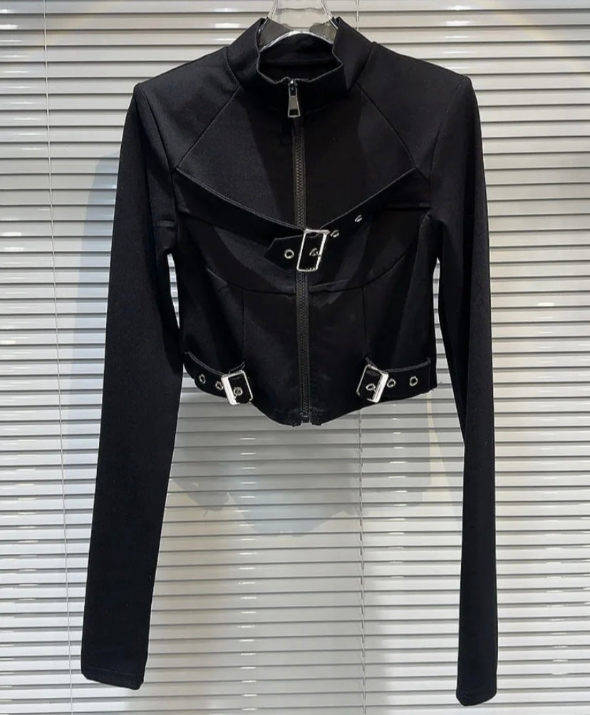 Women Buckled Fashion Full Sleeve Top
