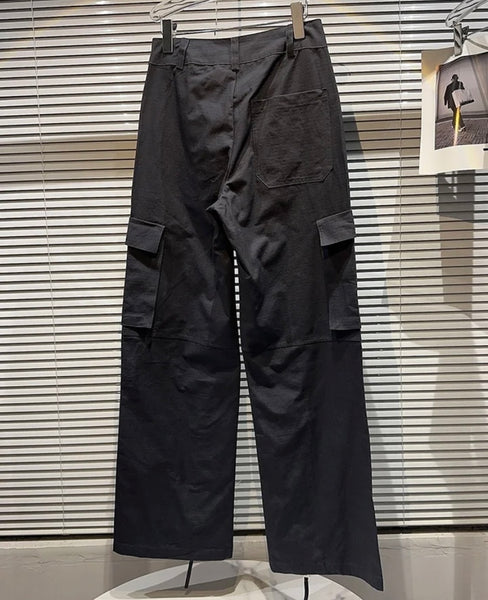 Women Black Cargo Zipper Fashion Pants