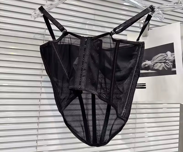 Women Rhinestone Sleeveless Mesh Two Piece PU Short Set