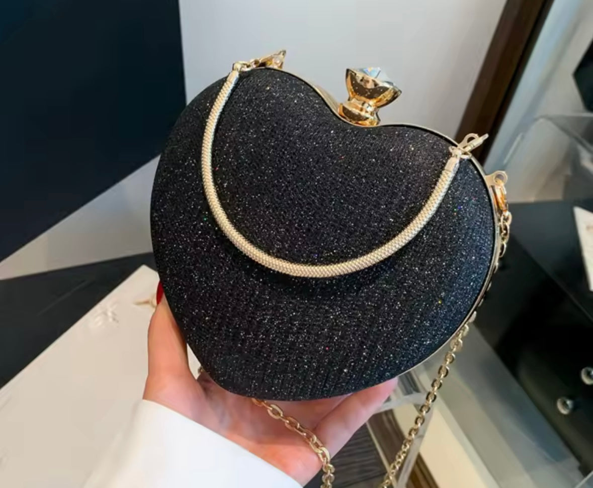 Women Fashion Heart Shape Chain Handbag Purse