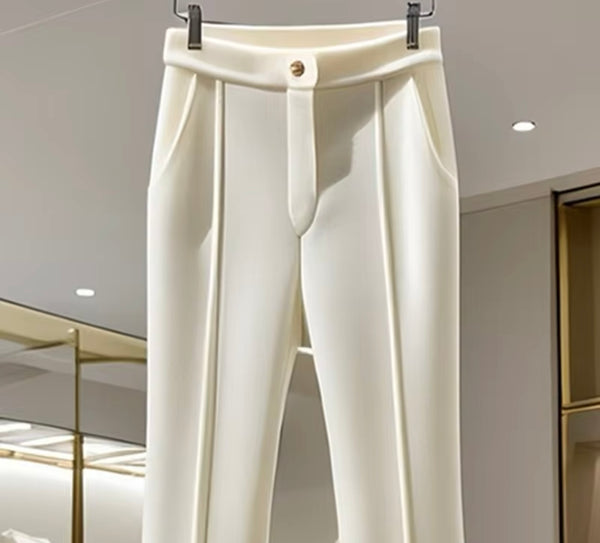 Women Fashion White Gold Bow Pants