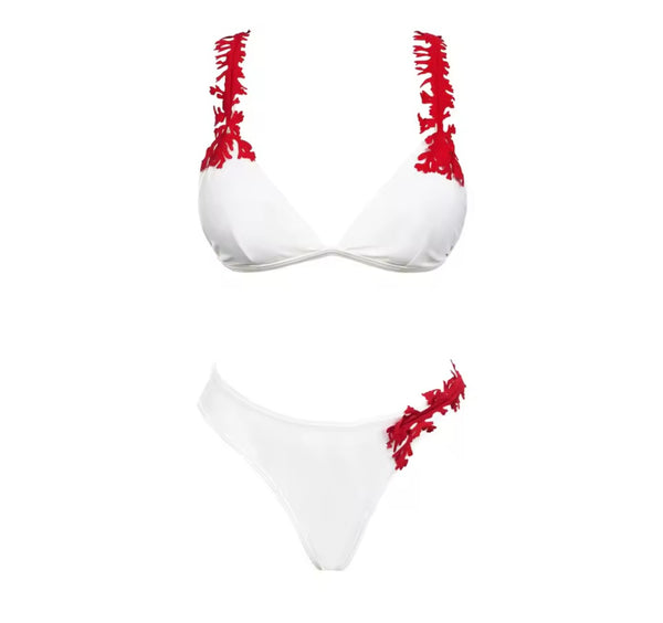Women Sexy Printed Strap Color Patchwork Bikini Cover Up Set