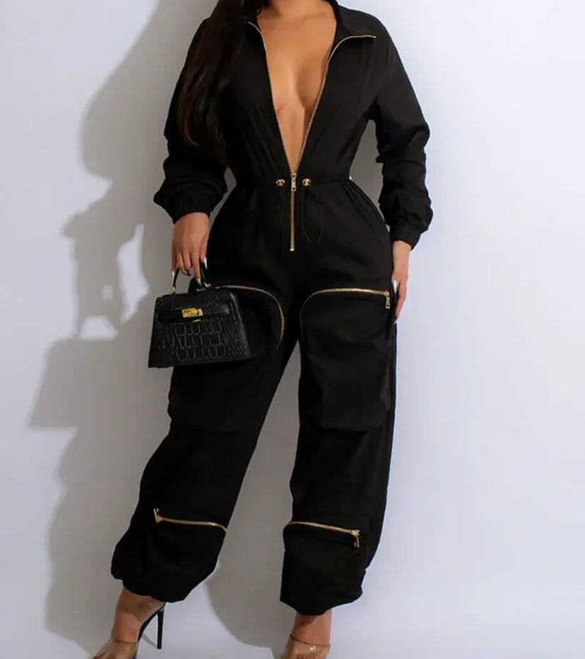 Women Sexy Fashion Zipper Full Sleeve Jumpsuit