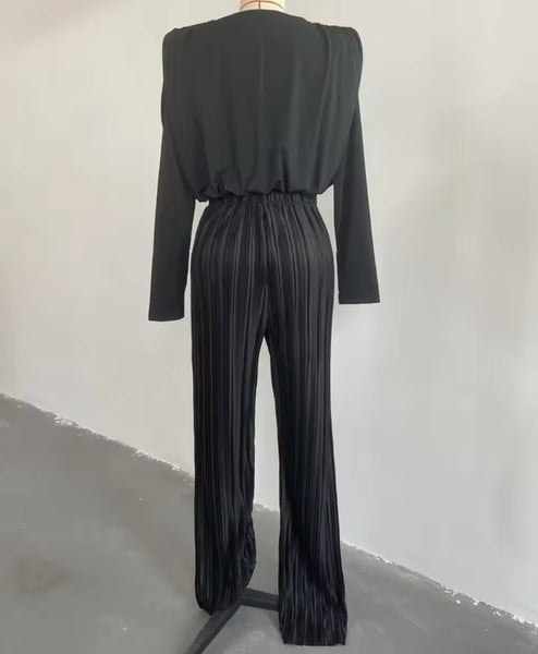 Women Fashion Full Sleeve Two Piece Pleated Pant Set