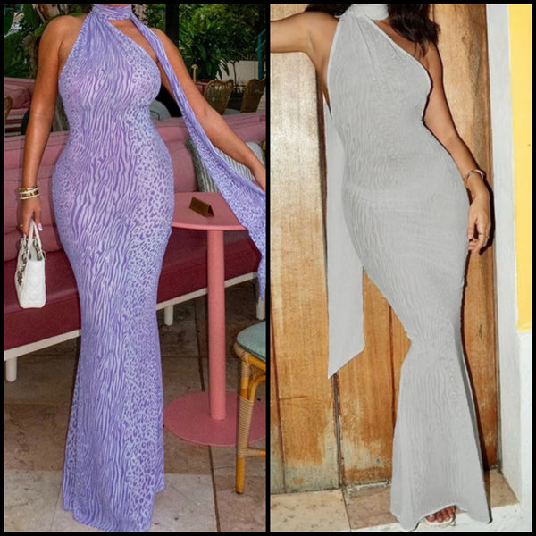 Women Sexy Sleeveless Printed Open Back Maxi Dress