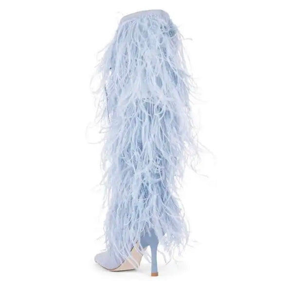 Women Fashion Suede Faux Fur Knee High Boots