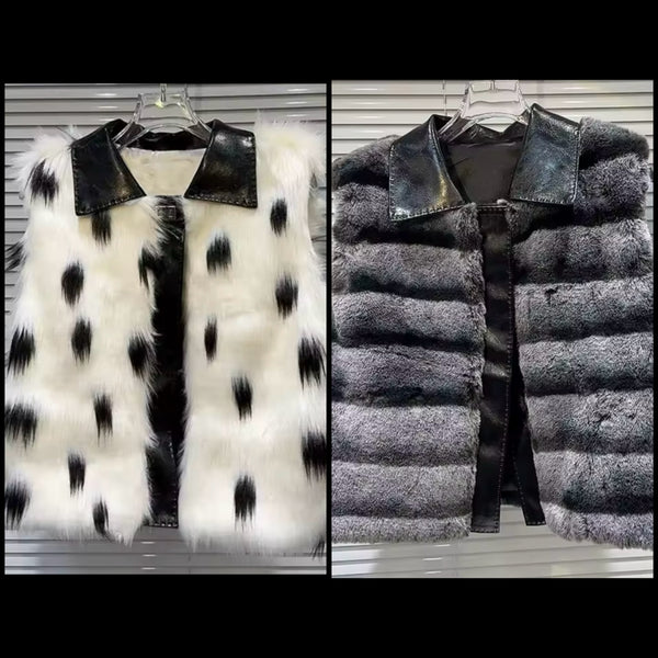 Women Fashion Faux Fur Sleeveless Vest Jacket