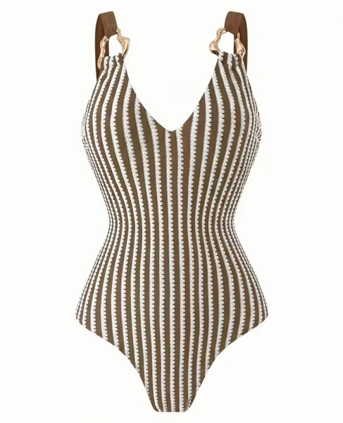Women Sexy Striped Swimsuit Cover Up Set