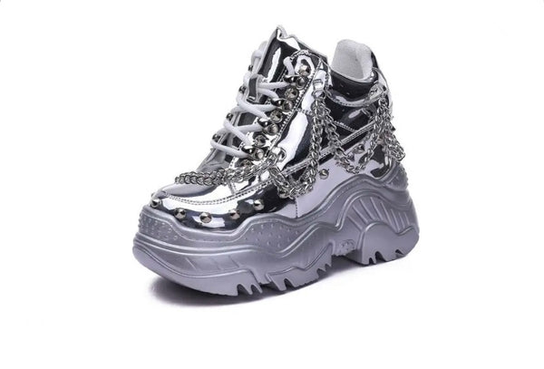 Women Fashion Platform Chain Sneakers