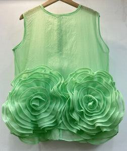 Women Ruffled Floral Mesh Sleeveless Fashion Top