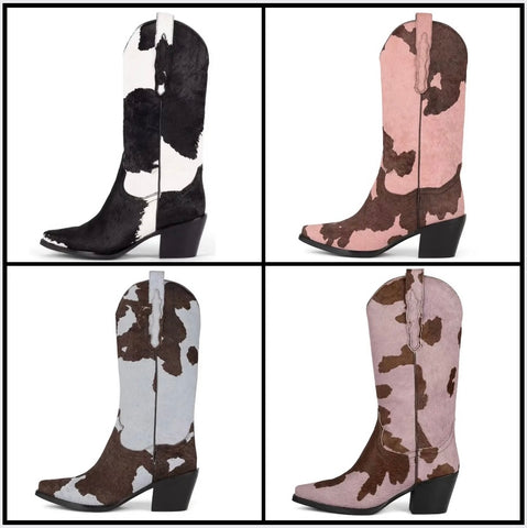 Women Fashion Animal Print Western Boots