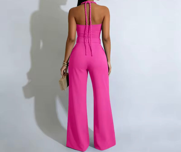 Women Sexy Fashion Halter Sleeveless Cut Out Jumpsuit