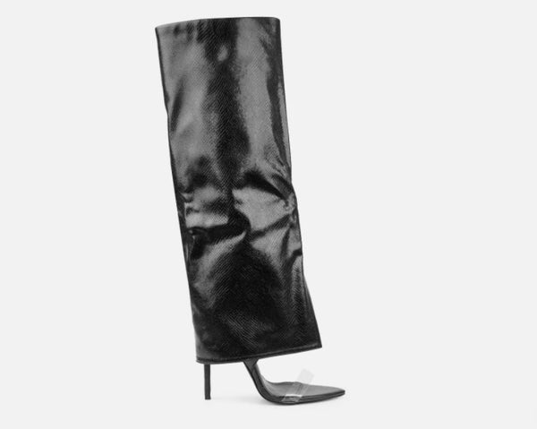 Women Fashion Open Toe Faux Leather Knee High Boots