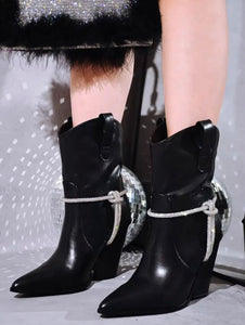 Women Color Bling Patchwork Fashion Ankle Western Boots