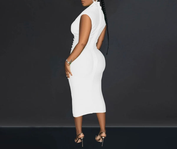 Women V-Neck Short Sleeve Solid Color Sexy Dress