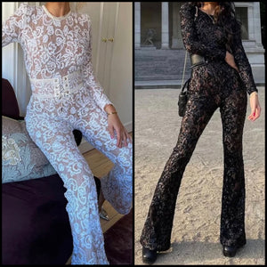 Women Sexy Fashion Full Sleeve Lace Jumpsuit