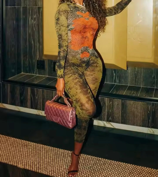 Women Fashion Full Sleeve Printed Jumpsuit
