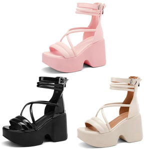 Women Color Platform Fashion Ankle Strap Sandals