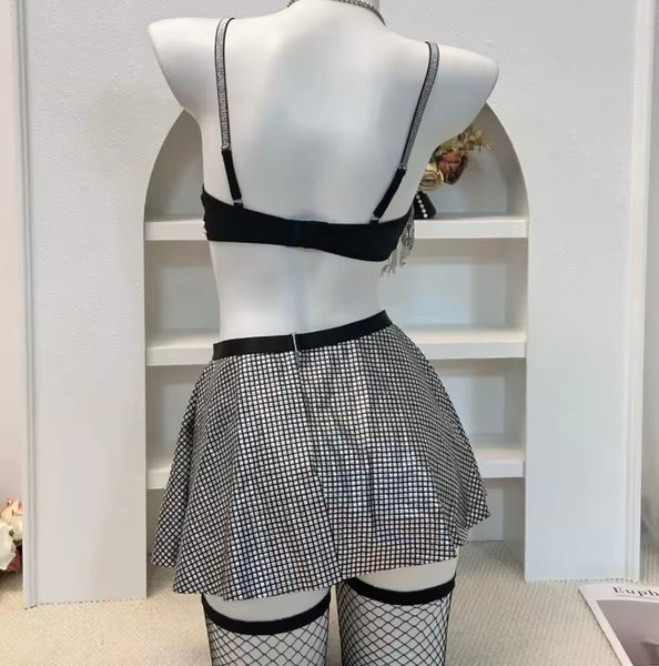 Women Sexy Bling Tassel Lingerie Set