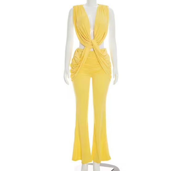 Women Draped Sleeveless Hollow Out Jumpsuit