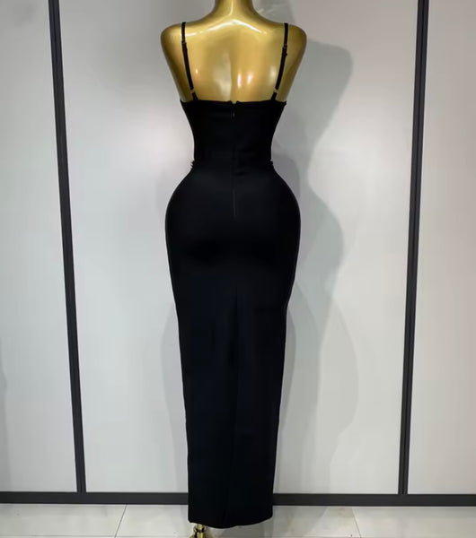 Women Sexy Sleeveless Crystal Rhinestone Maxi Dress