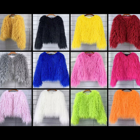 Women Color Fashion Faux Fur Jacket