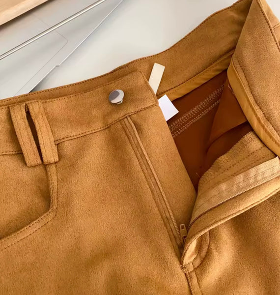 Women Fashion Suede High Waist Mini Shorts