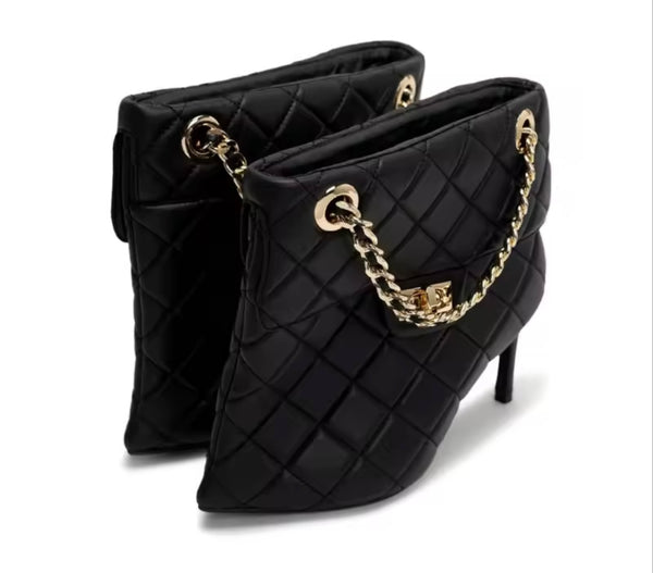 Women Fashion Chain Lock High Heel Ankle Boots